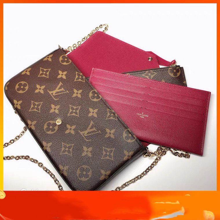 

3pcs set Designer Handbags Shoulder Bag Totes Pochette Accessories Brown Flower Messenger Chain Strap Cross Body Ladies Flap Purse Clutch With Dust bags 05