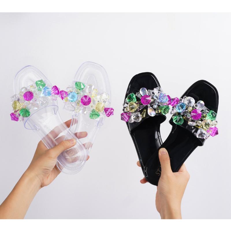 

Slippers Fashion Jelly Shoes Outdoor Summer Women's Flat Sandals Comfortable Open Toe Plus Size, Black