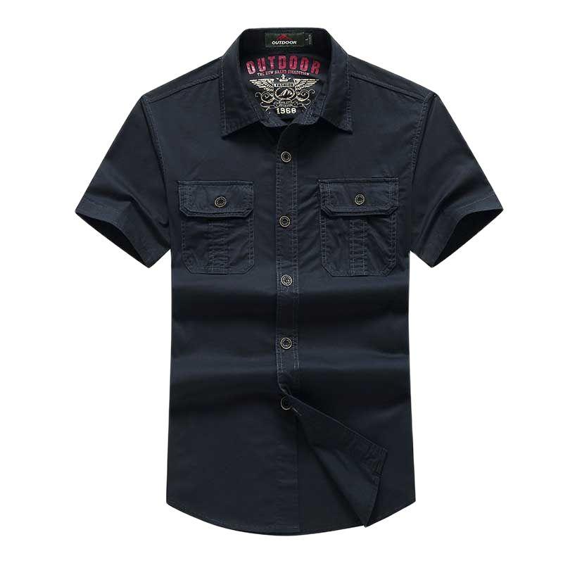 

Men's Casual Shirts Summer Men Shirt Short Sleeve Cotton Turn Down Collar Designer Big Size Military Style Green Blue Black Khaki, White;black