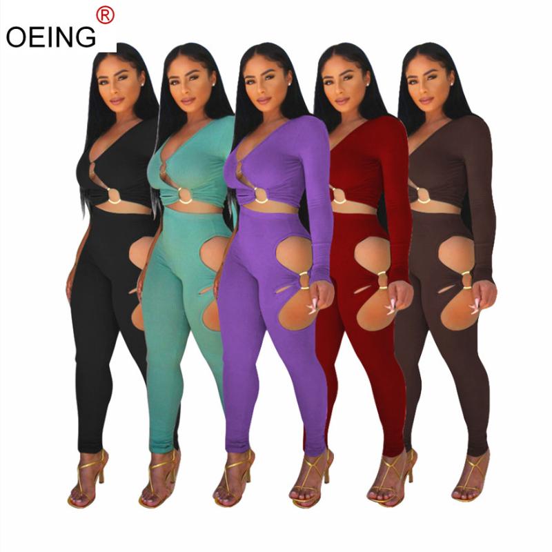 

Women's Two Piece Pants Women Casual Sets Fall Winter Solid Color Outfits Long Sleeve Tracksuits Fashion Skinny Pullover Clothing 6603, White