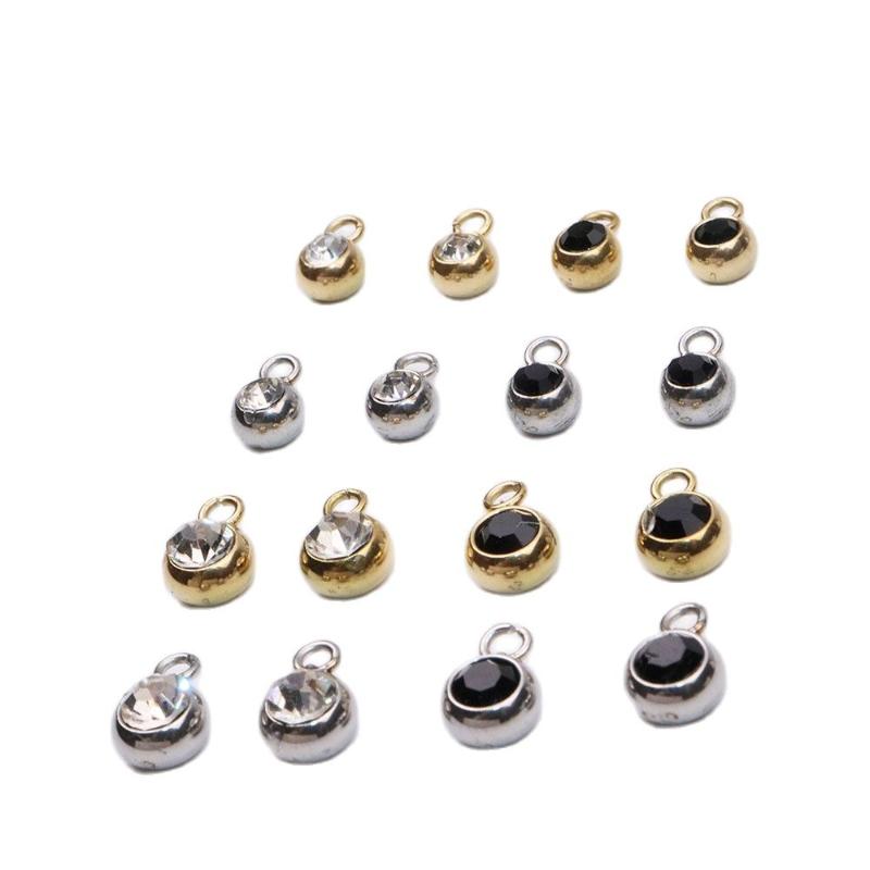 

Charms 10/20pcs 5/6MM Wholesell StainlessSteel Mini Stones Dangling DIY Anklets Earrings Bracelets Unfading Colorless 2 Colors, Bronze;silver