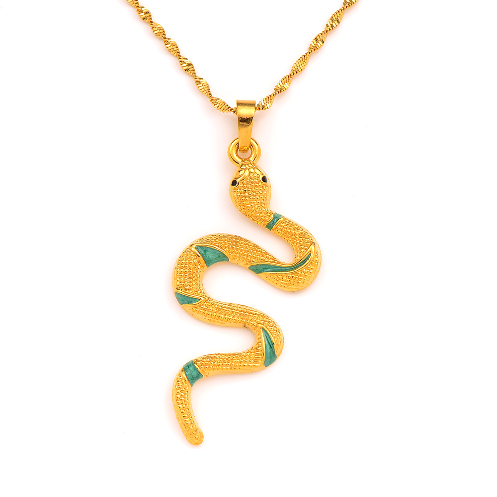 

Bronze Antique 24k Fine Gold Filled Snake Pendant Necklace, Magical, Edwardian, Steampunk Gothic Green