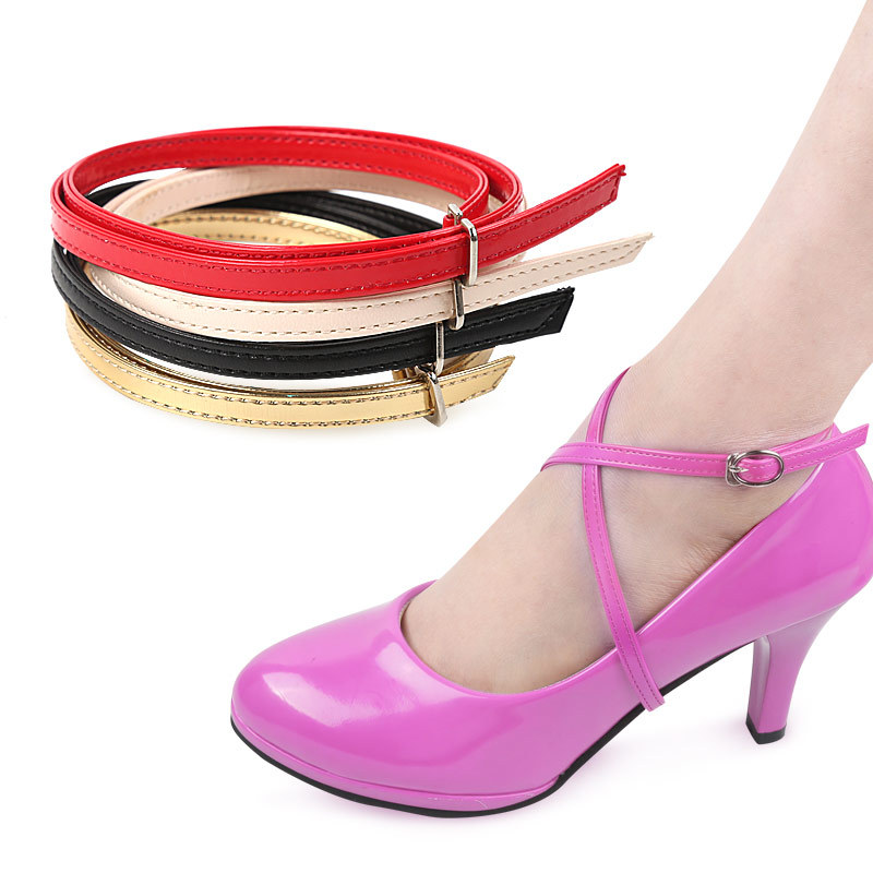 

Multicolor DIY Shoelace Length 60 cm Ankle Shoes with Button Safety Clip for Lady High Heel Shoe String