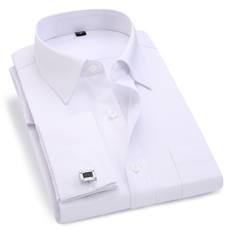 

Men French Cuff Dress Shirt 2021 New White Long Sleeve Casual Buttons Shirt Male Brand Shirts Regular Fit Cufflinks Included 6XL, Fs05 black