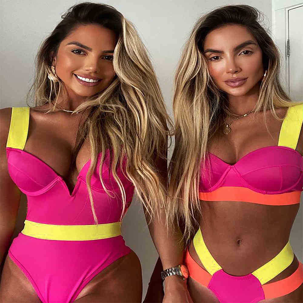 

Swimsuit for Women Push Up Bikinis Swimwear High Waisted Bathingsuit Beach Wear Bikini Top Candy color