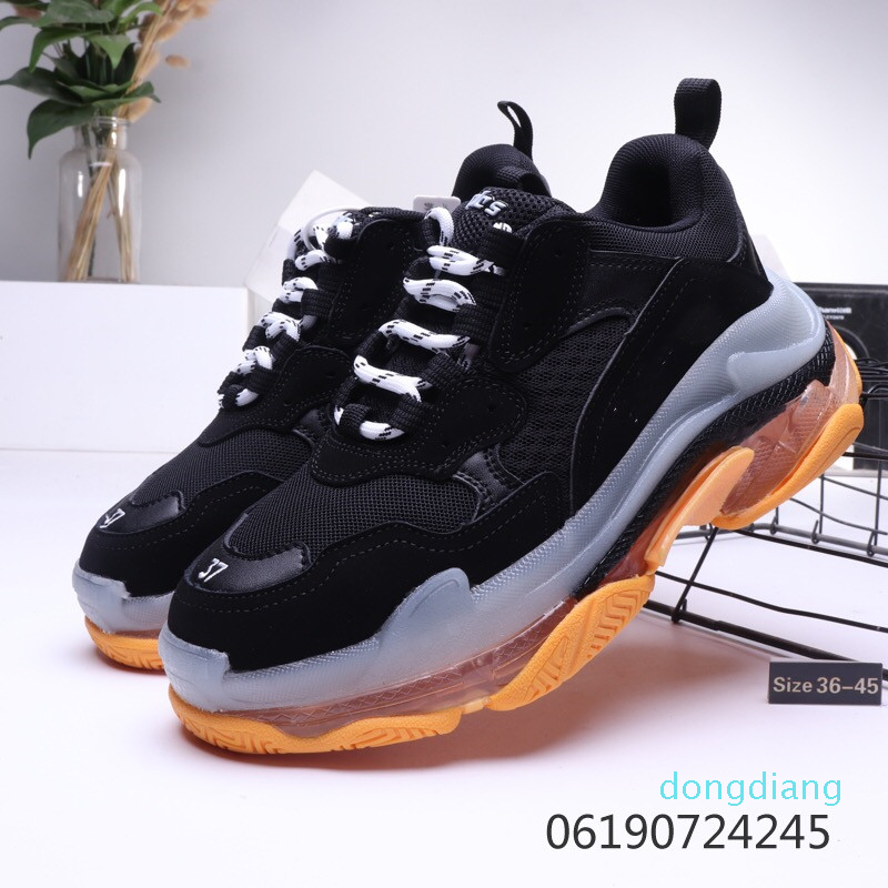 

2021 Paris Triple Clear bottom green Shoes Low Top Sneakers Men's and Women Daddy platform Sports Trainers 36-45