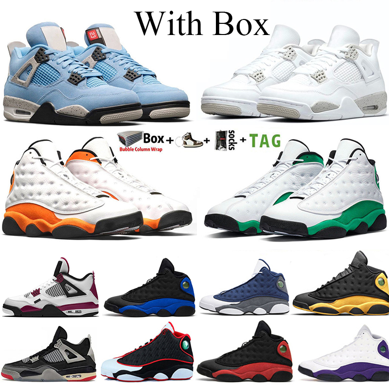 

2021 With Box Basketball Shoes High OG Jumpman 4 4s University Blue White Oreo Paris 13 13s Hyper Royal Lucky Green Red Flint Mens Trainers Sneakers, 31