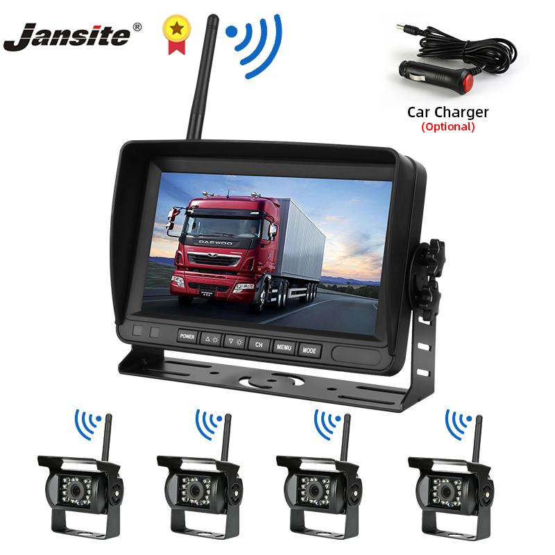 

Car Video Jansite Wireless Vehicle LCD Truck Monitor 7" Night Vision Auto Reverse Backup Camera For Bus RV Parking Assistance System