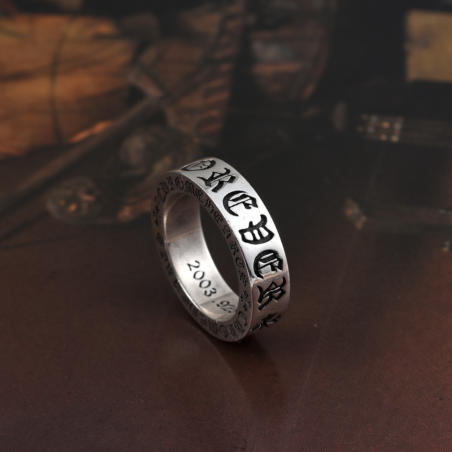 

Chrome/Hearts Couple Rings Crosin ch cross 925 Sterling Silver Ring punk fashion brand lovers men's and women's eternal