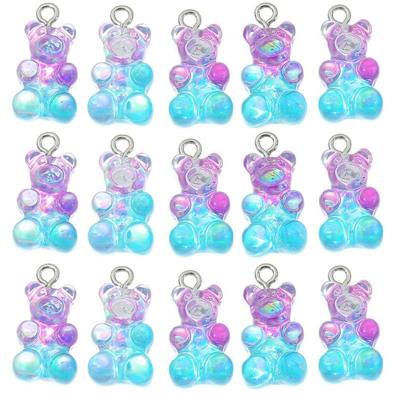 

Charms 10 Pcs/lot Cute Resin Bear DIY Findings Gummy Earrings Keychain Necklace Pendant Jewelry Decor Accessories, Bronze;silver