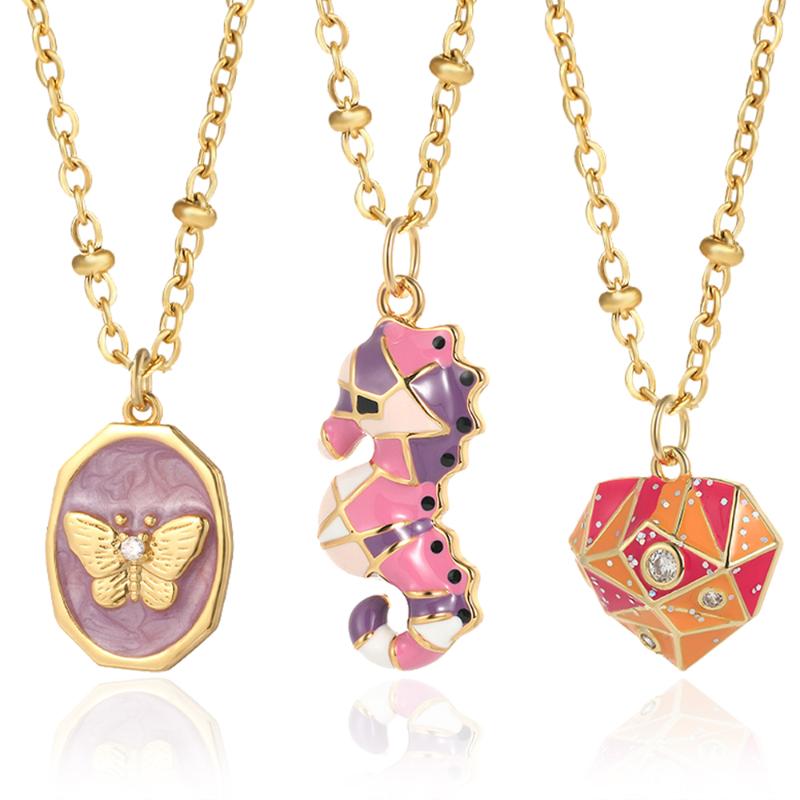 

Pendant Necklaces Cute Sea Butterfly Boho Woman's Necklace Bohemian Heart Pendnat For Women Gold Chain Stainlesss Steel Link Chokers Punk Co, Silver