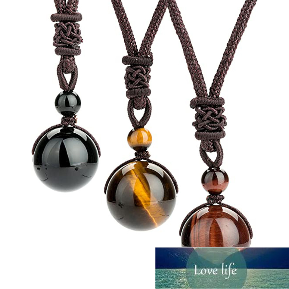

Tiger Eye Stone Lucky Pendant Necklaces For Women Rope Chain Round Obsidian Retro Vintage Party Daily Fashion Jewelry Factory price expert design Quality Latest