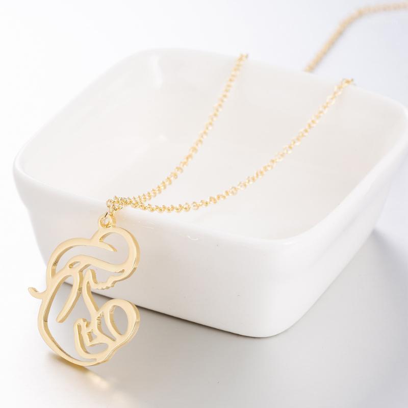 

Pendant Necklaces Wholesale Origami Mom Baby Necklace For Women Long Chain Love Family Boy Girl Stainless Steel Custom, Silver