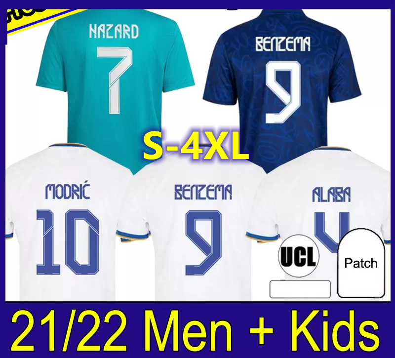 

S-4Xl REAL MADRID jerseys 21 22 HAZARD soccer football shirt BENZEMA ASENSIO MODRIC SERGIO RAMOS camiseta men + kids kit 2021 2022 999, Home-kids