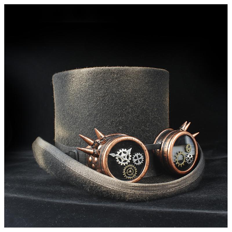 

Steampunk Top Hat Fashion Fedora For Men Women High Quality Winter Hats Black Wool Cap Wide Brim, Blue;gray