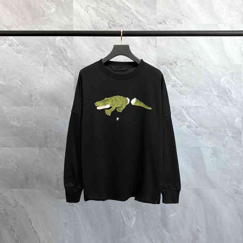 

Correct version PA crocodile 2020ss palm new angel long sleeve T-shirt sweater loose men's and women's fashion brand fog, Black
