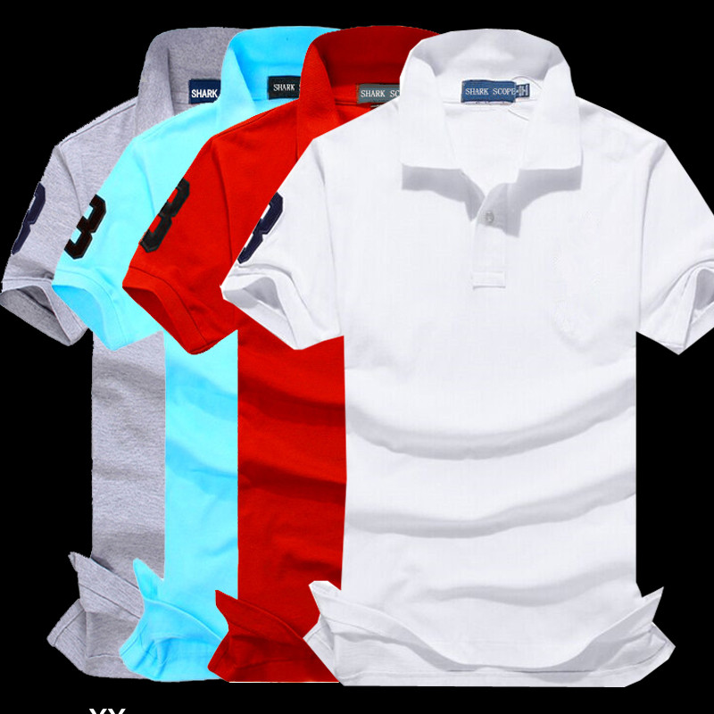 

Summer Brand Clothing Big Small Horse Crocodile Polo Embroidery Cotton Men Business Casual Male Shirt Short Sleeve Breathable 21 color, Gray