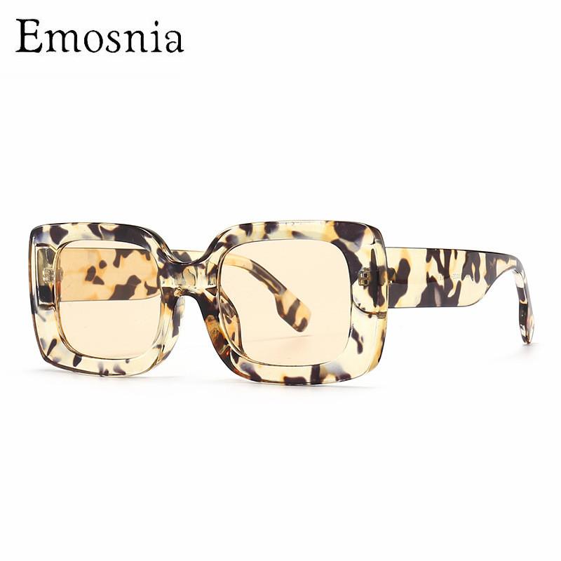 

Sunglasses Emosnia Fashion Square Women Retro Shades UV400 Leopard Tea Gradient Eyewear High Quality Luxury Sun Glasses Men