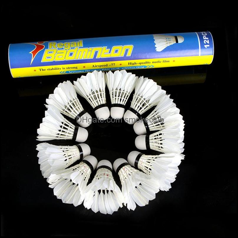 Racquet Sports & Outdoors High Speed Durable Shuttlecock 12Pcs Professional Match Training Badminton Ball White Teal Feather Shuttlecocks L0-image-735707307