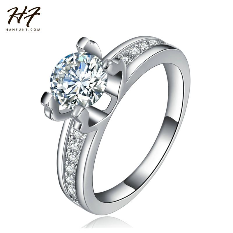 

Wedding Rings Sliver Color Bijoux Fashion & Engagement Ring Made With + CZ Crystal Jewelry For Women Sale R665, Slivery;golden