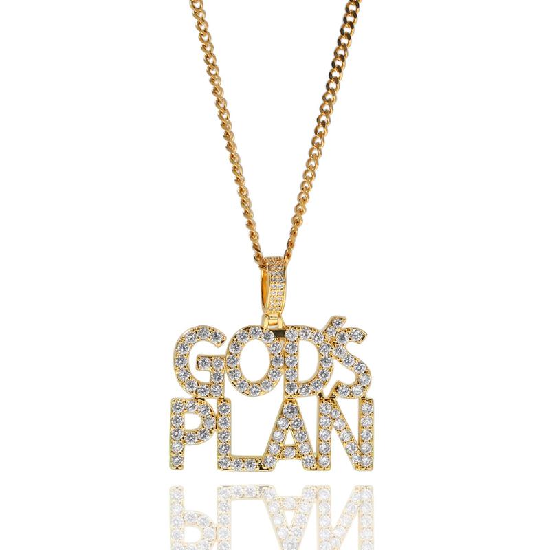 Pendant Necklaces Hip Hop Chain Fully Iced Out Lab Diamond Letters Godsplan Pendent Necklace For Men Women-image-708516030