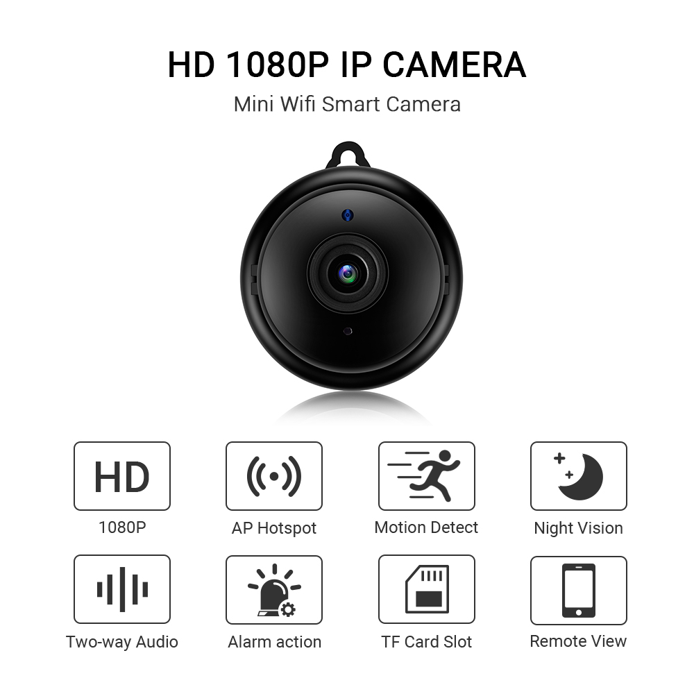 

Mini Wifi IP Camera 1080P Wireless Indoor Nightvision Two Way Audio Motion Detection Baby Monitor V380