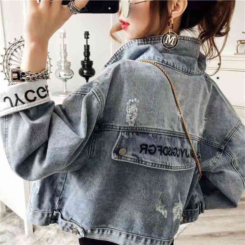 

women's jackets short jean jacket, blue jacket embroidered for spring and autumn juev, Black;brown