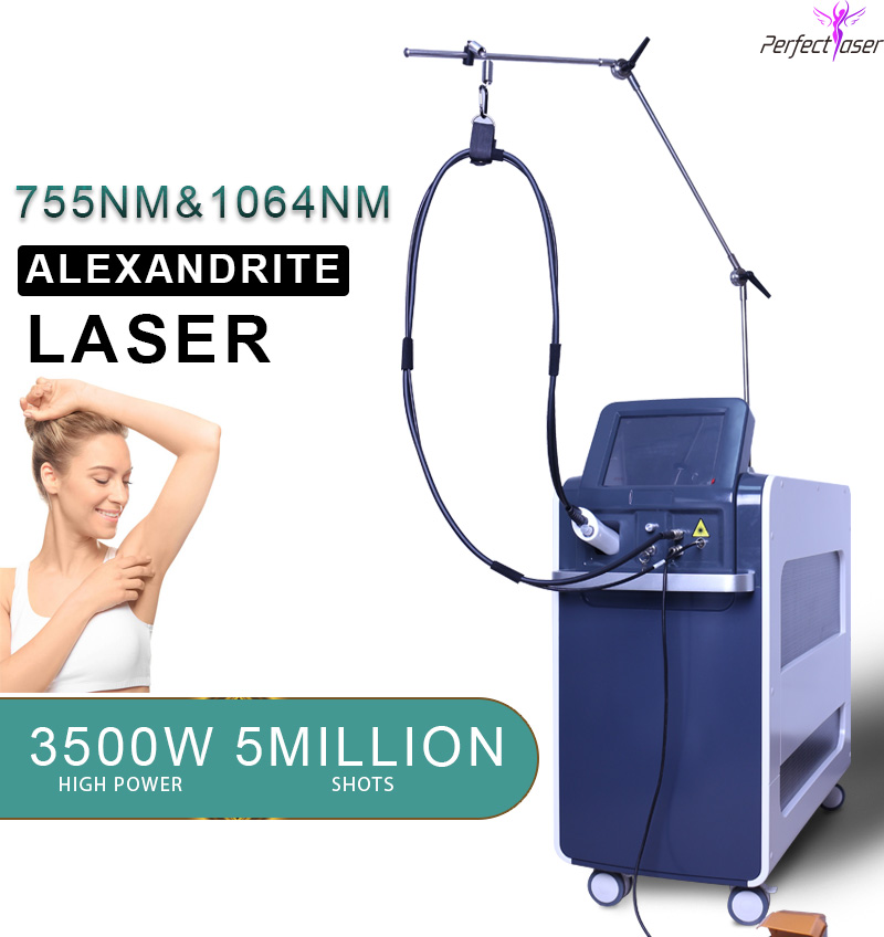 

Professional dual wavelength alexandrite 755nm 1064nm laser hair removal ND YAG laser for sale power 3500W cover the whole body and face treatment