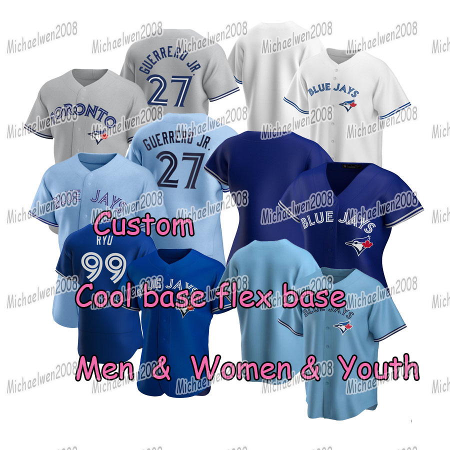 

27 Vladimir Guerrero Jr. Toronto custom Baseball Jersey Hyun-Jin Ryu Teoscar Hernandez Lourdes Gurriel Jr Randal Grichuk Jonathan Davis Rowd, Blue;black