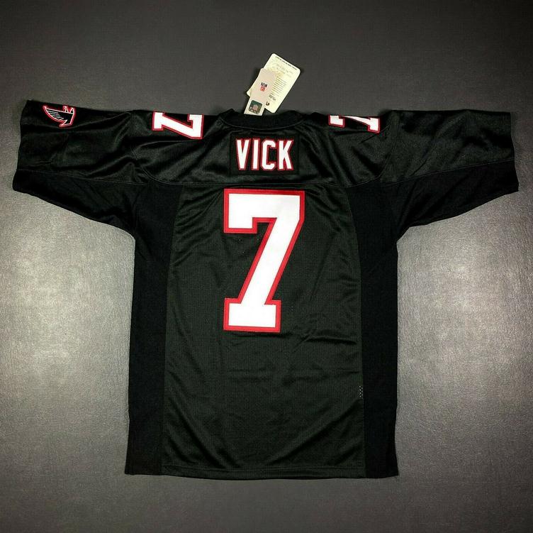 

rare Football Jersey Men Youth women Vintage Michael Vick Mitchell & Ness 2002 Size S-5XL custom any name or number, Black