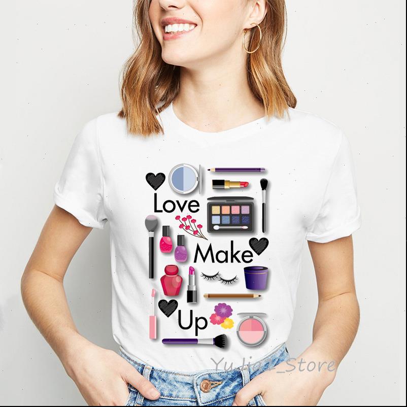 

3d print make up fashion womens t shirt cute summer tshirts girls clothes ladies graphic female tee, White