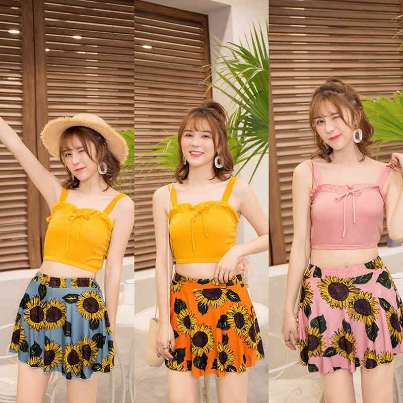 Piece Two Women&#039;s Skirt Split Flat Angle Sexy Spring Net Red Bikini Swimsuit-image-678380783