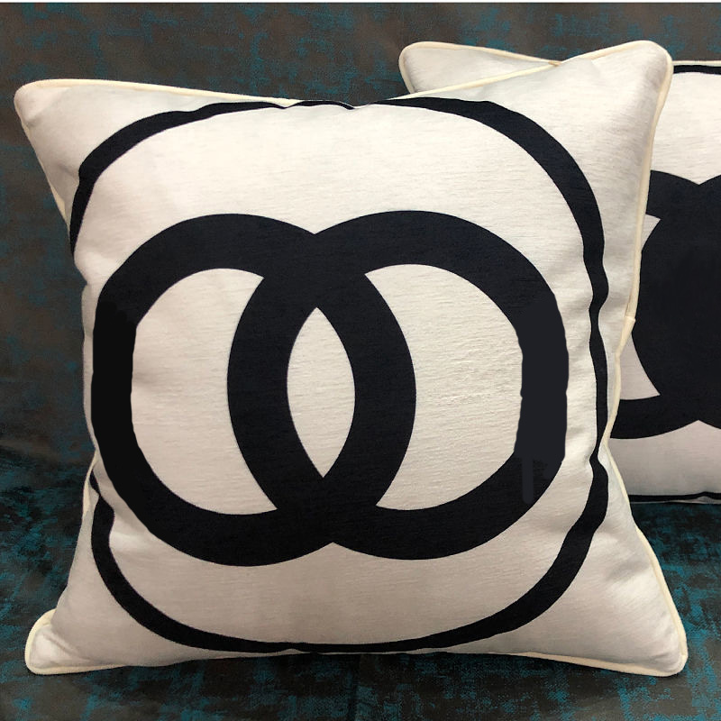 

High Quality Pillow Fashionable Classical Cushion Home Textiles Car Sofa Pillowcase Decorative Brand Cushions Living Room Wool Pillows, White1