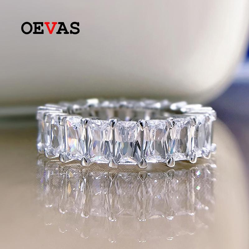 

Cluster Rings OEVAS 100% 925 Sterling Silver 3*5mm High Carbon Diamond For Women Sparkling Wedding Party Fine Jewelry Gift Wholesale, Golden;silver
