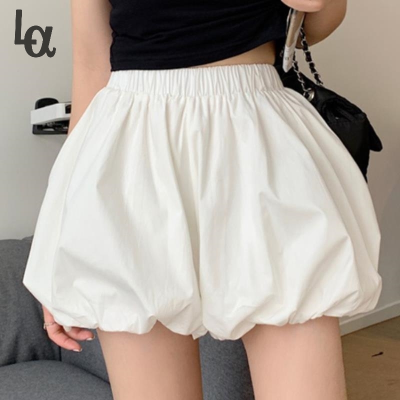 

Summer Bloomers Shorts for Woemn Casual Elegant Lastic Waist Kawaii Sweet Wide Leg Holiday Loose 210519, White