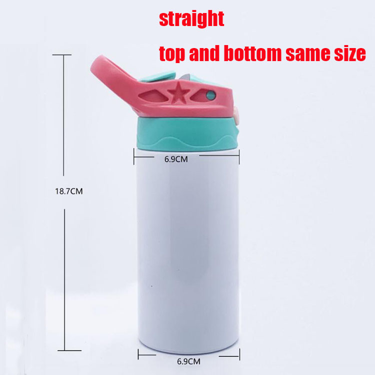 

straight 12oz sublimation kid water bottle sippy cups 7style candy color lid 304 stainless steel vacuum insulation thermos cup
