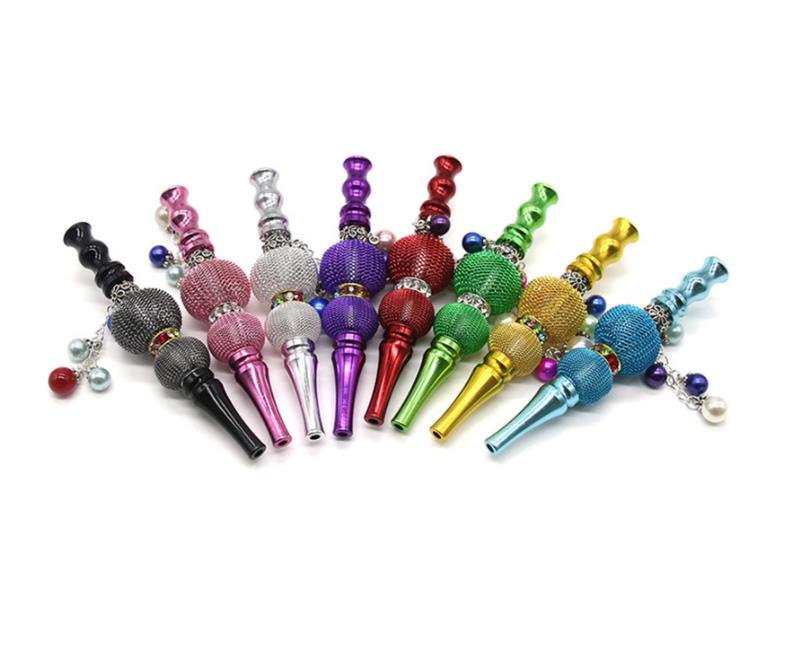 

Pipes Smoking Aessories Household Sundries Home & Gardenrainbow Rod Colorful Alloy Jewelry Mouthpiece Blunt Holder With Rhinestones Men Skul