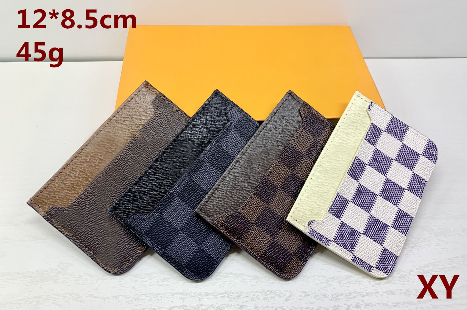 

Wholesale men's and women's fashion classic Brown card bag small black lattice leisure credit certificate clip leather ultra-thin