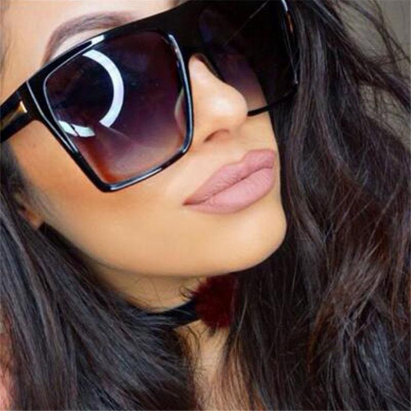 

Sunglasses Vintage Women Brand Designer Oversized Sun Glasses Shades Large Black Lens UV400 Fashion Eyewear, White;black