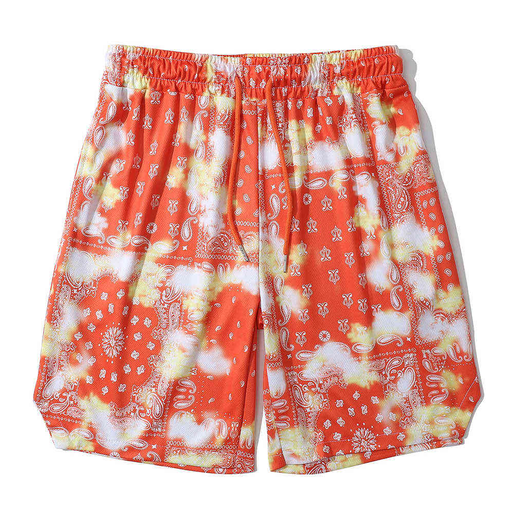 

Mesh Bandana Shorts Men Tie Dyeing Jersey Men's Shorts 3 Colors 210603, Orange