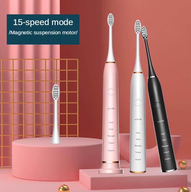 

Smart Electric Toothbrush Sonic Adult 3 USB Induction Charger IPX7 Automatic Replacement Head Set