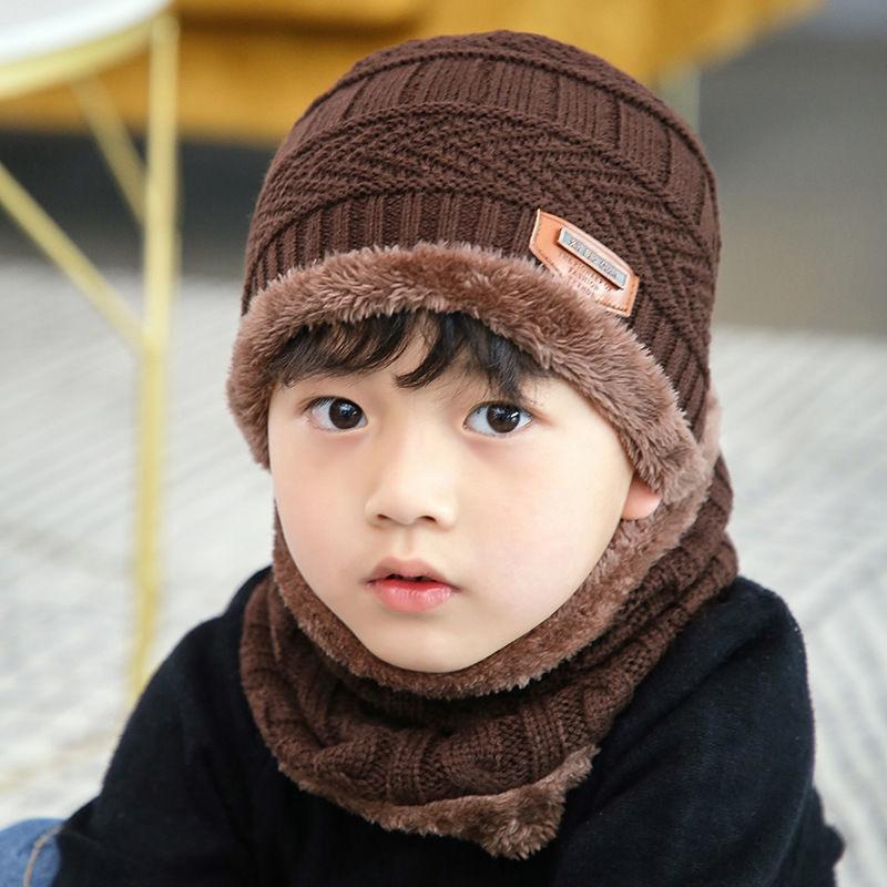 

Berets Hat Scarf Gloves Three Piece Set Autumn And Winter Boys Girls Lovely Knitting Wool Hats Years Old Baby Cute Kids 2021, Black