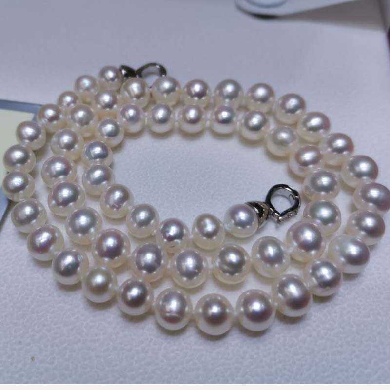 

Genuine pearls AA 8mm near round white freshwater pearl necklace 16" 24" 32" 60inch