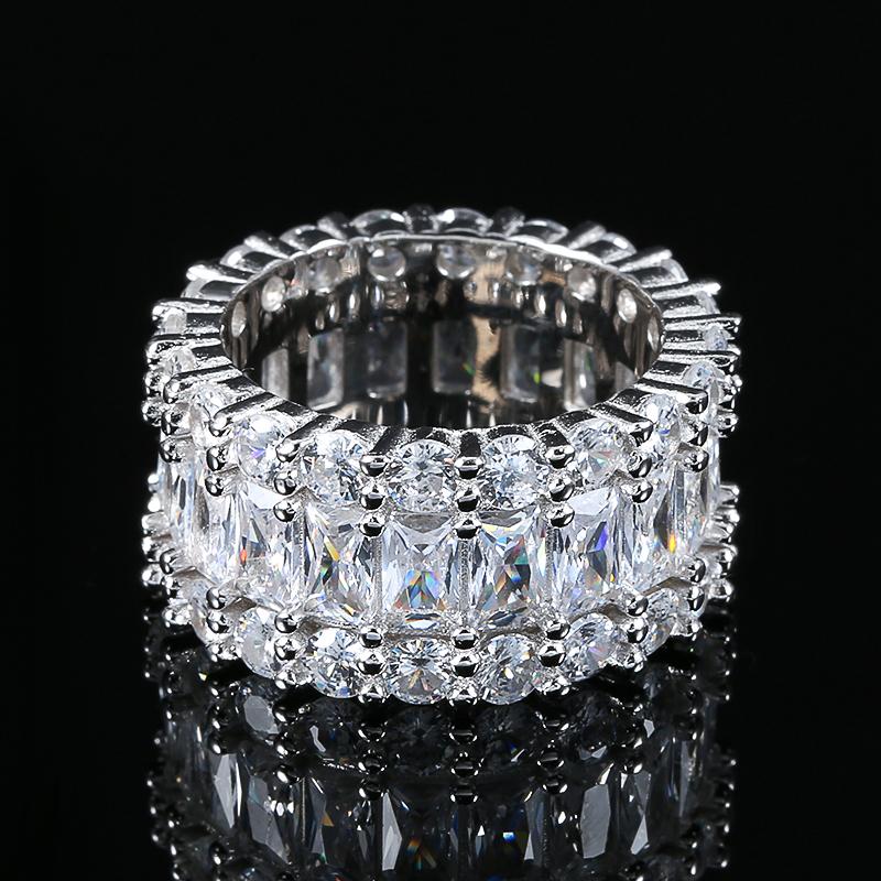

Cluster Rings Kinel Bling Big Zircon Stone Ring Silver Color Fashion Wedding Engagement Jewelry Hip Hop For Women Man Gift