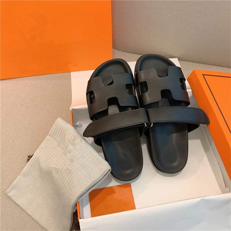 

2021 designer leather women sandals real leather ladies summer flat slippers thick sole outdoor beach ladies slippers pure color slippers, Yellow cashmere