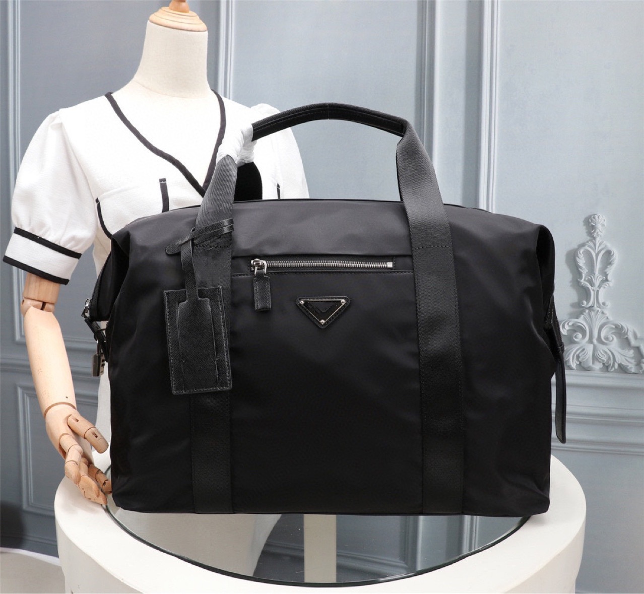 Mens Duffel Bags Womens Crossboby Duffle Bag Zipper Travel Handbag Black Nylon Waterproof Fabric Luggage Box Want original pic contact me-image-724641001