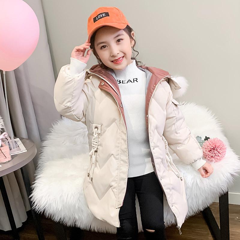 

Down Coat Winter Jacket Clothes Girl Warm Thicken Outerwear Teenage Outfit Kids Girls Fur Hooded TZ766, Blue;gray