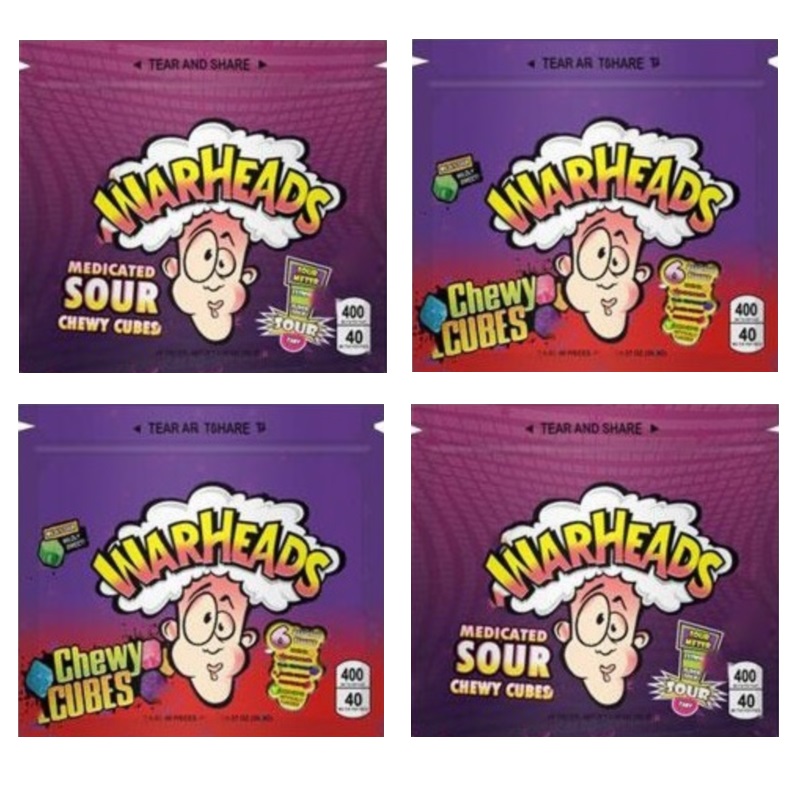 

Warheads Sour Bag Packing Pouch Fruits 400 Chewy Cubes Tropical Packaging Mylar Zipper Bags Smell Proof Resealable Package Wholesale
