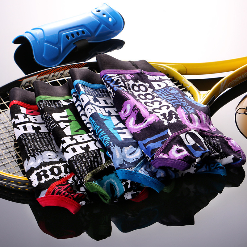 Underpants Male Panties Boxer Pure Cotton Underwear Men&#039;s Printed Trunks Version of Cartoon Tight Four-Corner Home Shorts F4KZ-image-687620676