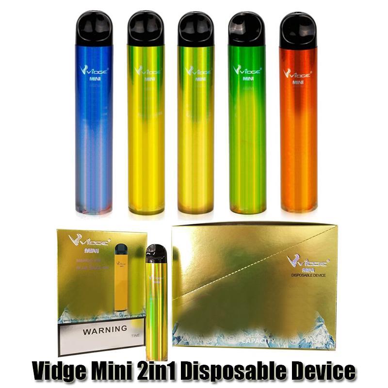 

VIDGE MINI 2in1 Disposable E cigarette Pod Device 300+300Puffs 400mAh Battery 1.0+1.0ml Prefilled Cartridge Vape Pen Kit 5 options 3pcs Per